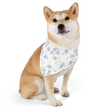 Floral Blue Rose Pet Bandana Collar — Spring Floral Dog & Cat Accessory