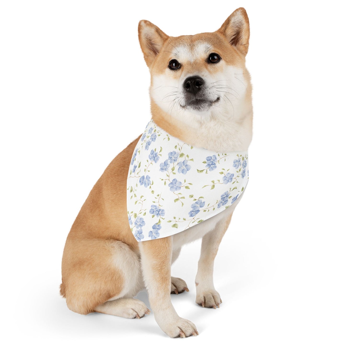 Floral Blue Rose Pet Bandana Collar — Spring Floral Dog & Cat Accessory