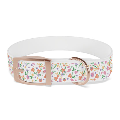 Floral Meadow Dog Collar – Pastel Tiny Flowers Pattern, Spring-Summer Pet Accessory