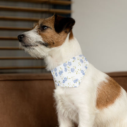 Floral Blue Rose Pet Bandana Collar — Spring Floral Dog & Cat Accessory