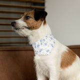 Floral Blue Rose Pet Bandana Collar — Spring Floral Dog & Cat Accessory