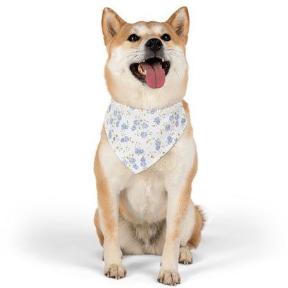 Floral Blue Rose Pet Bandana Collar — Spring Floral Dog & Cat Accessory
