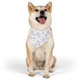 Floral Blue Rose Pet Bandana Collar — Spring Floral Dog & Cat Accessory