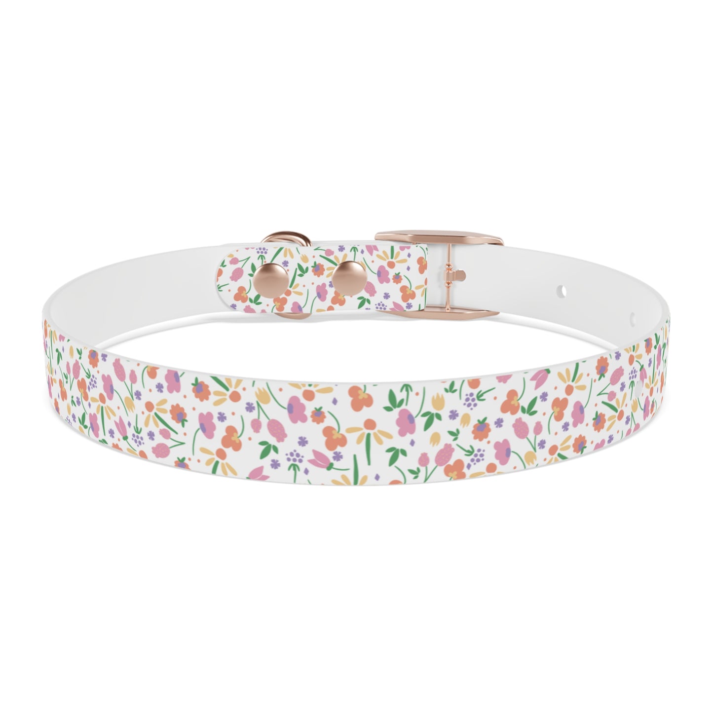 Floral Meadow Dog Collar – Pastel Tiny Flowers Pattern, Spring-Summer Pet Accessory