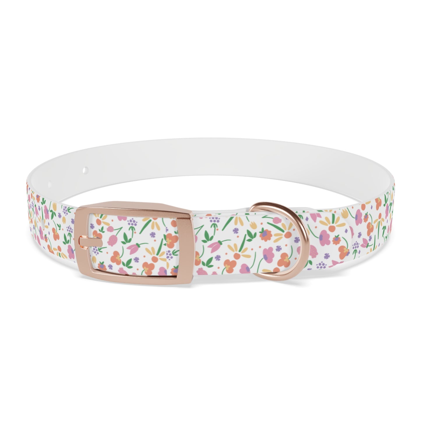 Floral Meadow Dog Collar – Pastel Tiny Flowers Pattern, Spring-Summer Pet Accessory