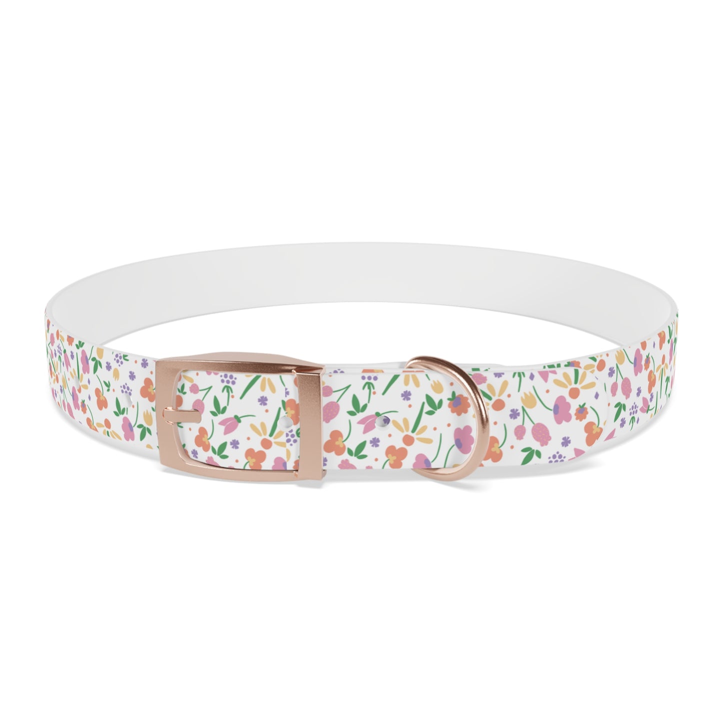 Floral Meadow Dog Collar – Pastel Tiny Flowers Pattern, Spring-Summer Pet Accessory