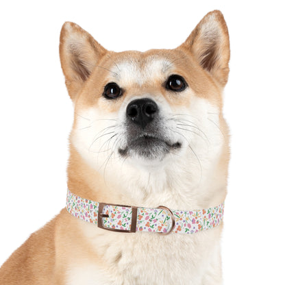 Floral Meadow Dog Collar – Pastel Tiny Flowers Pattern, Spring-Summer Pet Accessory
