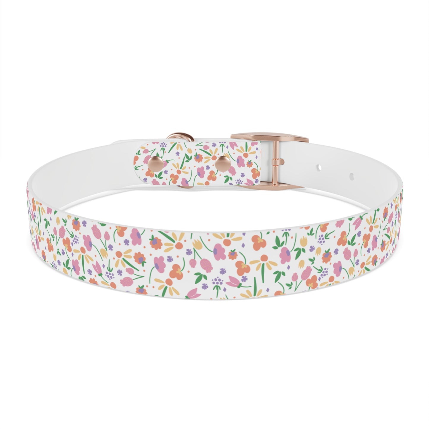 Floral Meadow Dog Collar – Pastel Tiny Flowers Pattern, Spring-Summer Pet Accessory